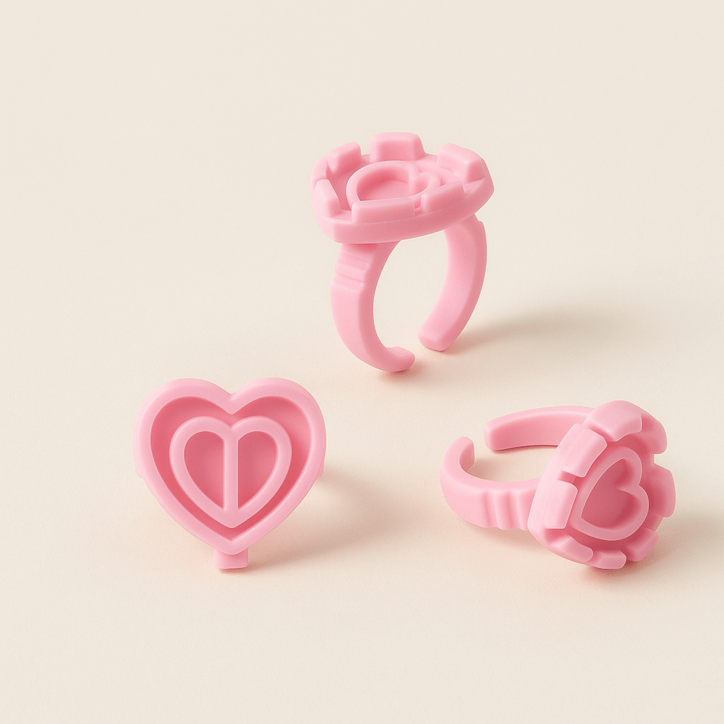 Pink Heart Shaped Glue Rings - standoutbeautyshop